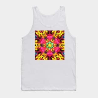 Psychedelic Hippie Flower Green Pink and Yellow Tank Top